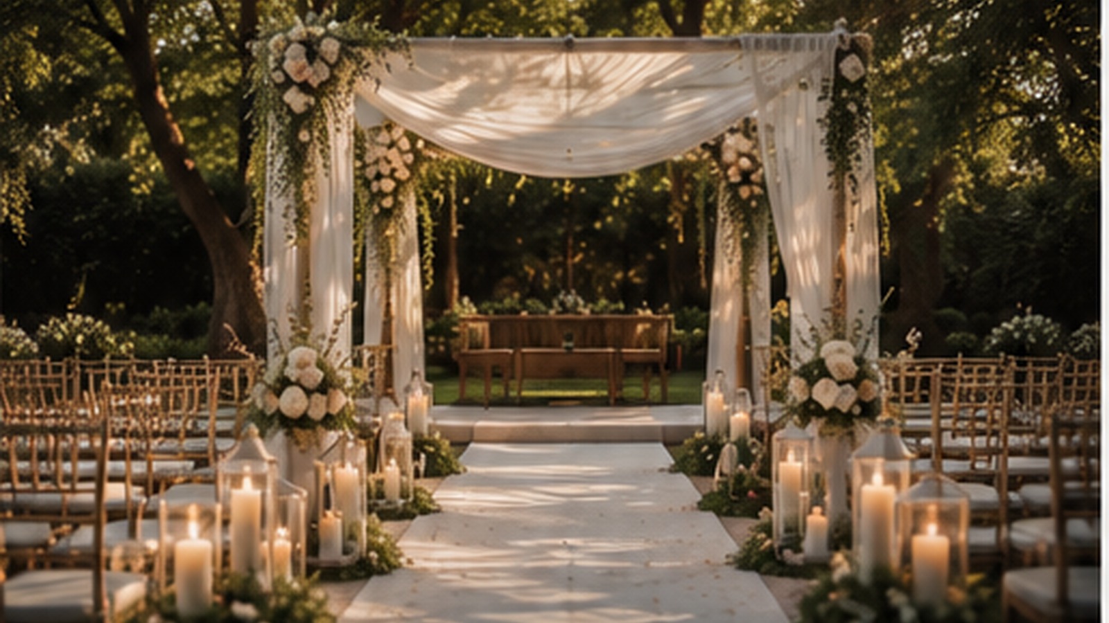 Elegant wedding ceremony setup ready for guests